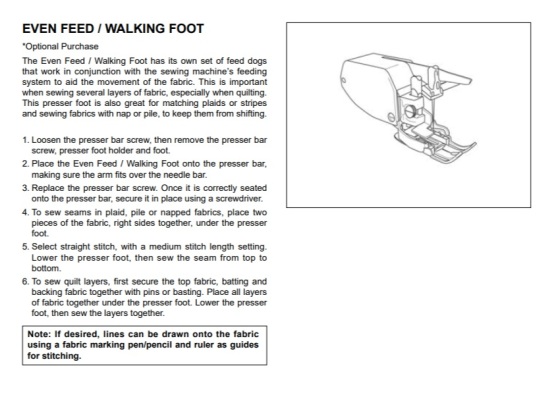 Walking Foot Instructions